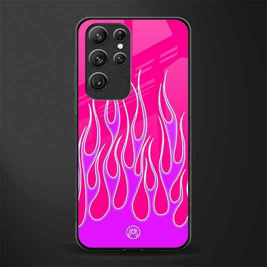 y2k hot pink flames glass case for samsung galaxy s22 ultra 5g image