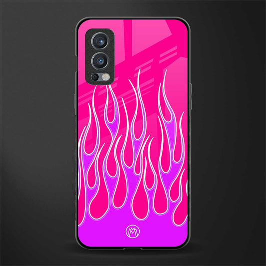 y2k hot pink flames glass case for oneplus nord 2 5g image
