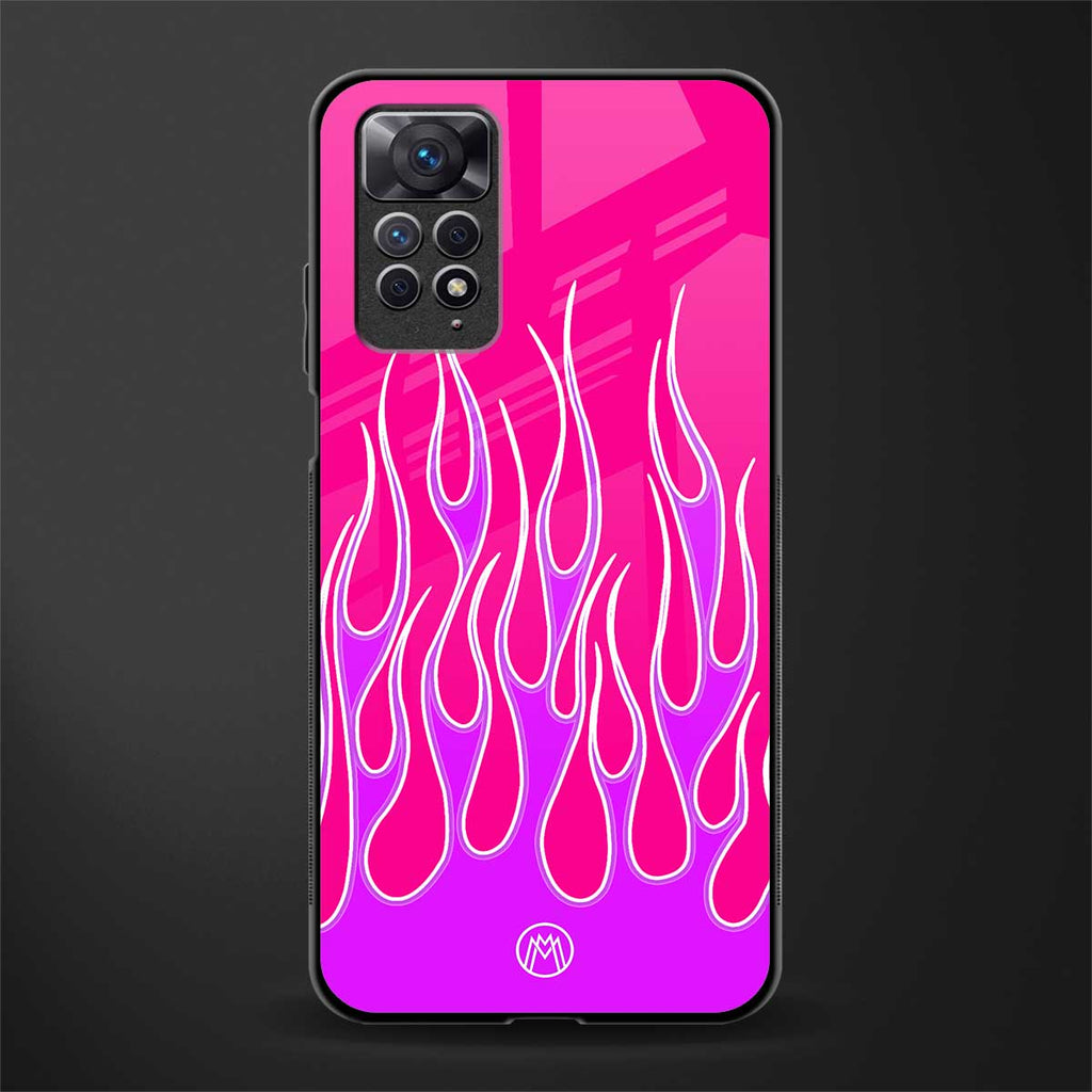 y2k hot pink flames glass case for redmi note 11s image