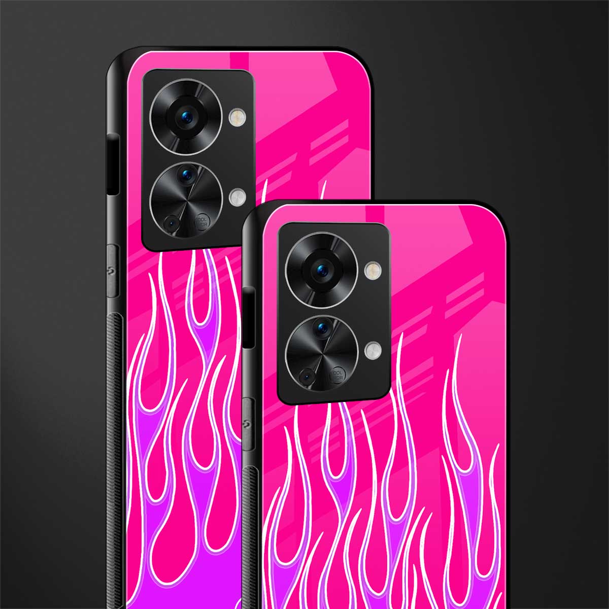 y2k hot pink flames glass case for phone case | glass case for oneplus nord 2t 5g