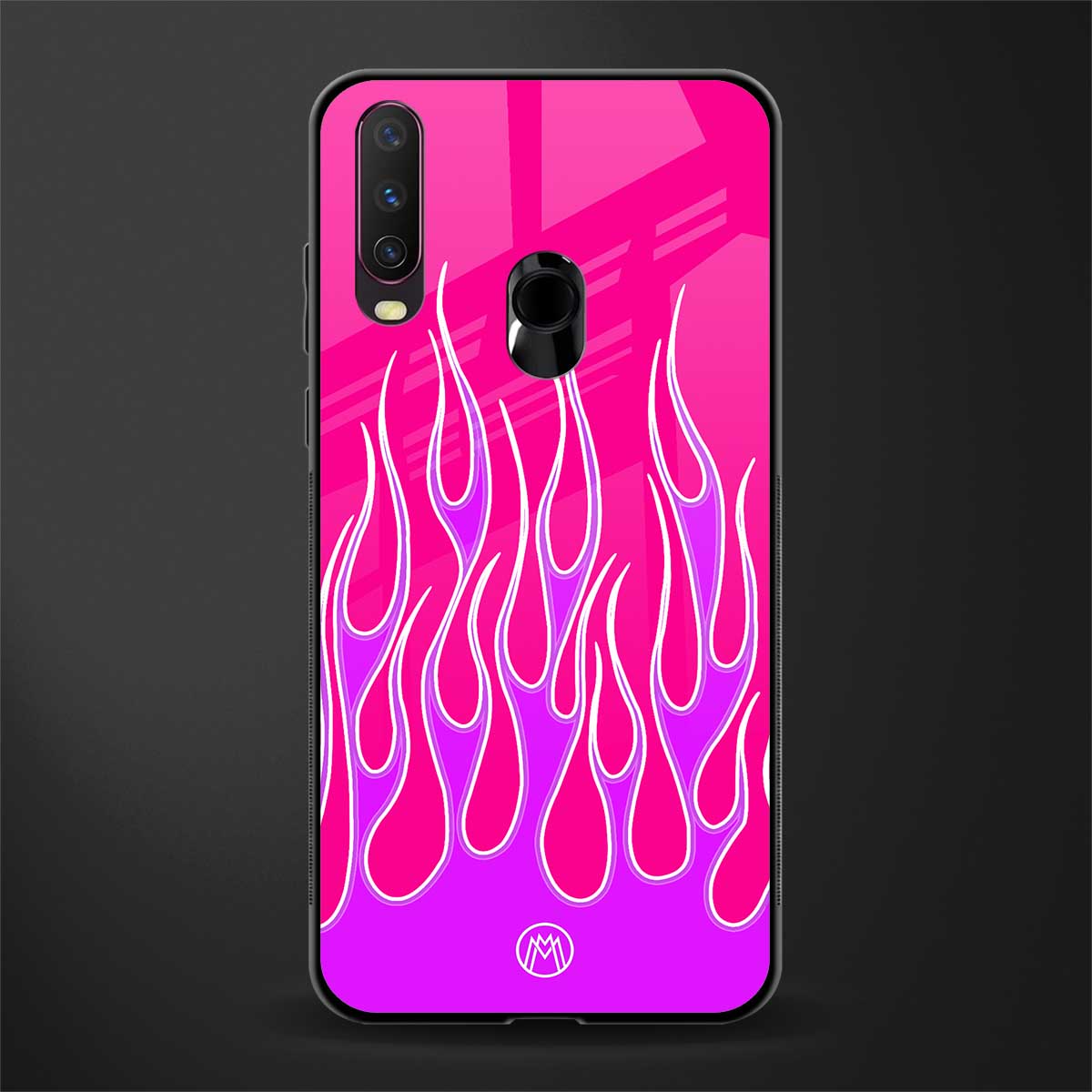 y2k hot pink flames glass case for vivo y17 image