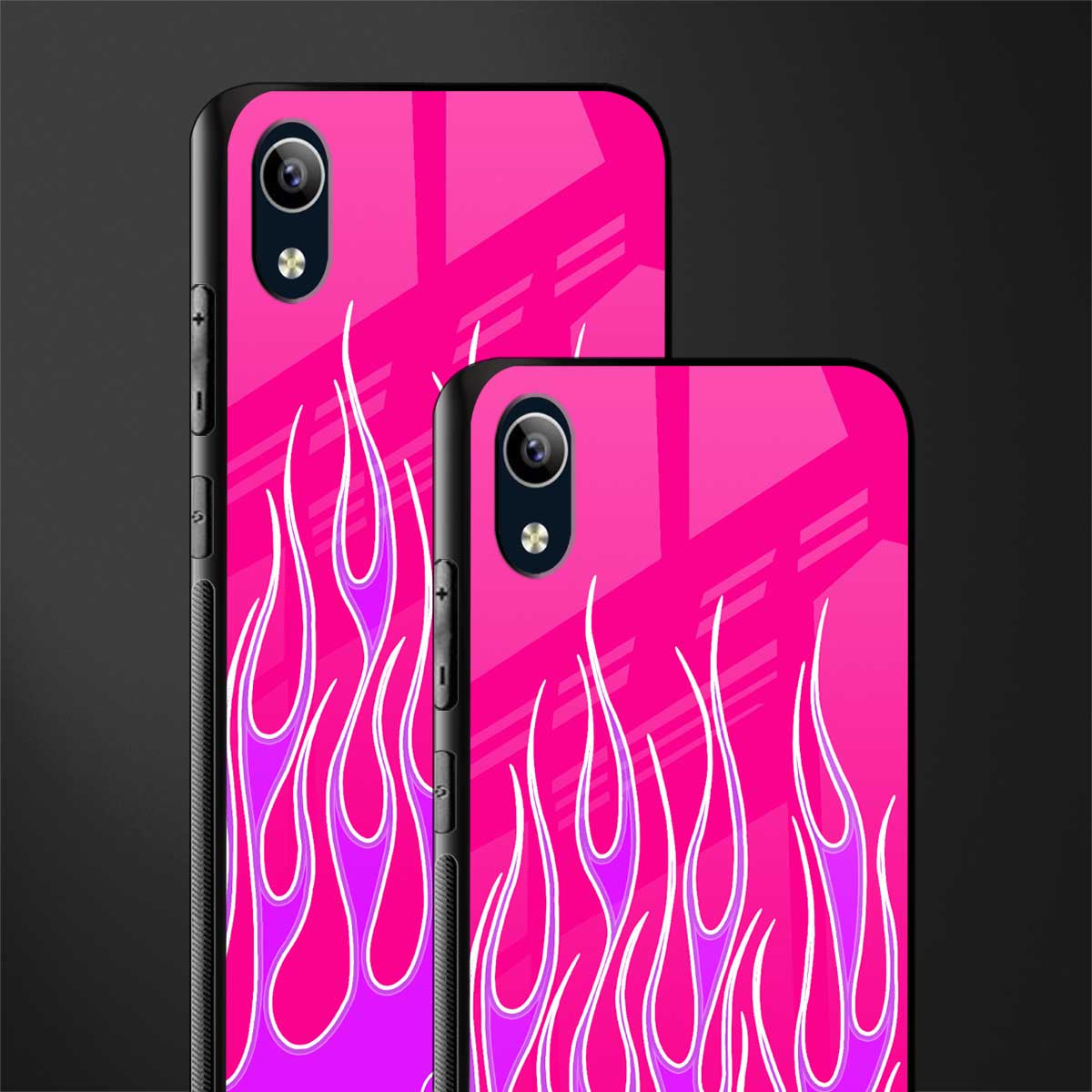 y2k hot pink flames glass case for vivo y1s without fingerprint image-2