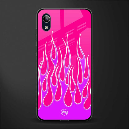 y2k hot pink flames glass case for vivo y1s without fingerprint image