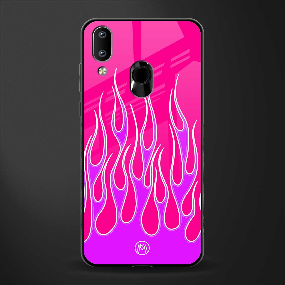 y2k hot pink flames glass case for vivo y95 image