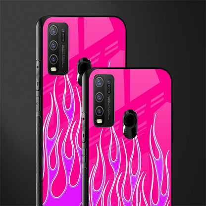 y2k hot pink flames glass case for vivo y50 image-2