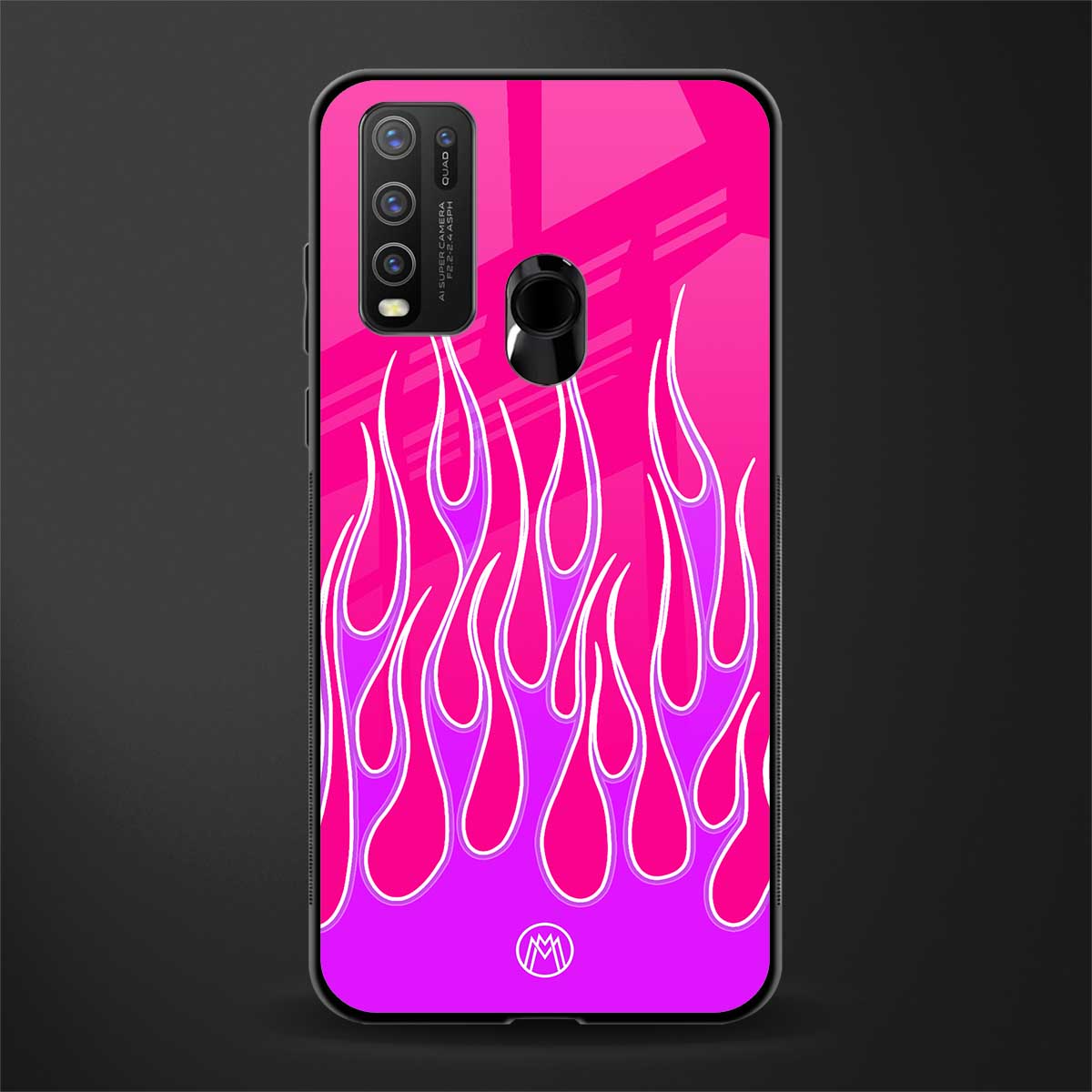 y2k hot pink flames glass case for vivo y30 image
