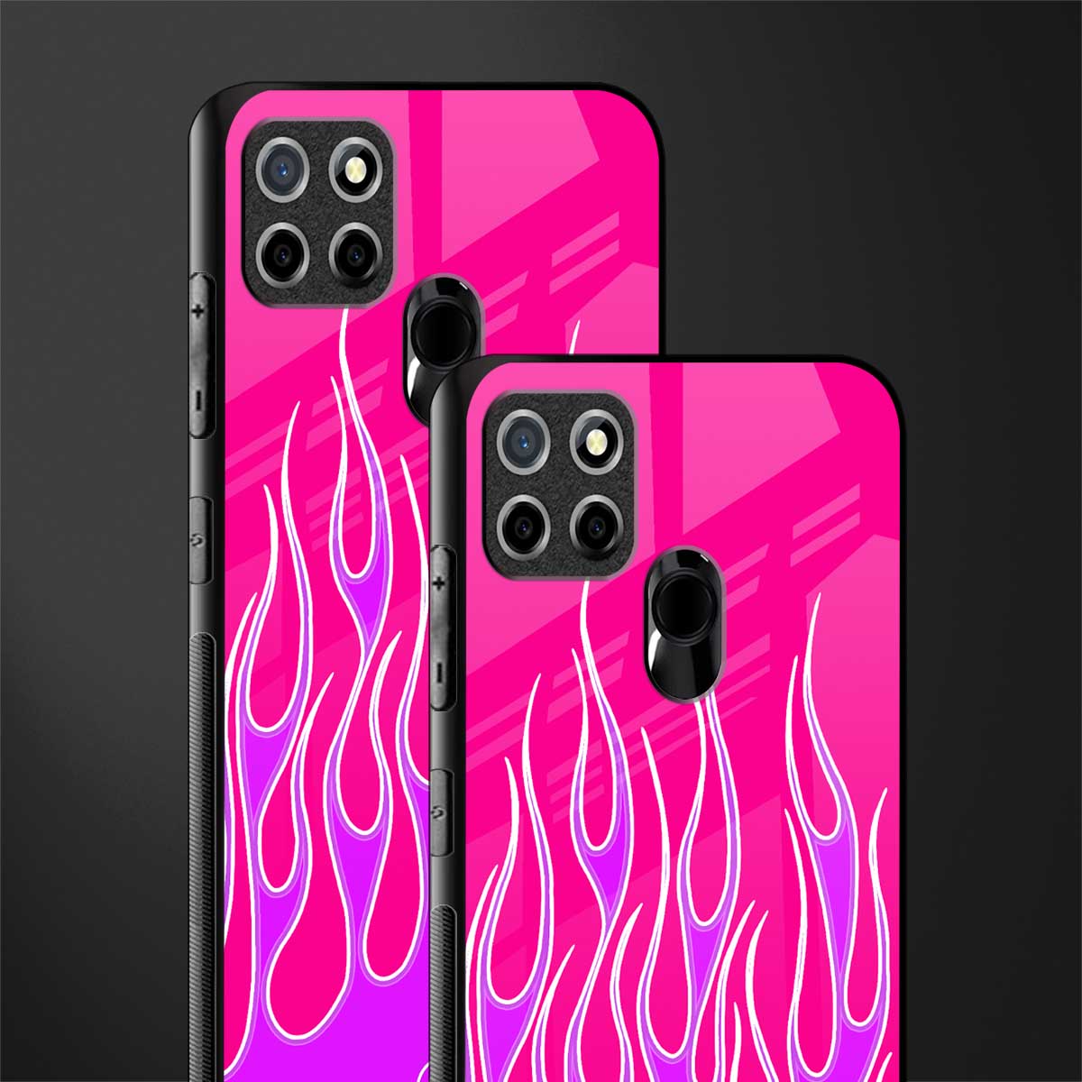 y2k hot pink flames glass case for realme narzo 30a image-2