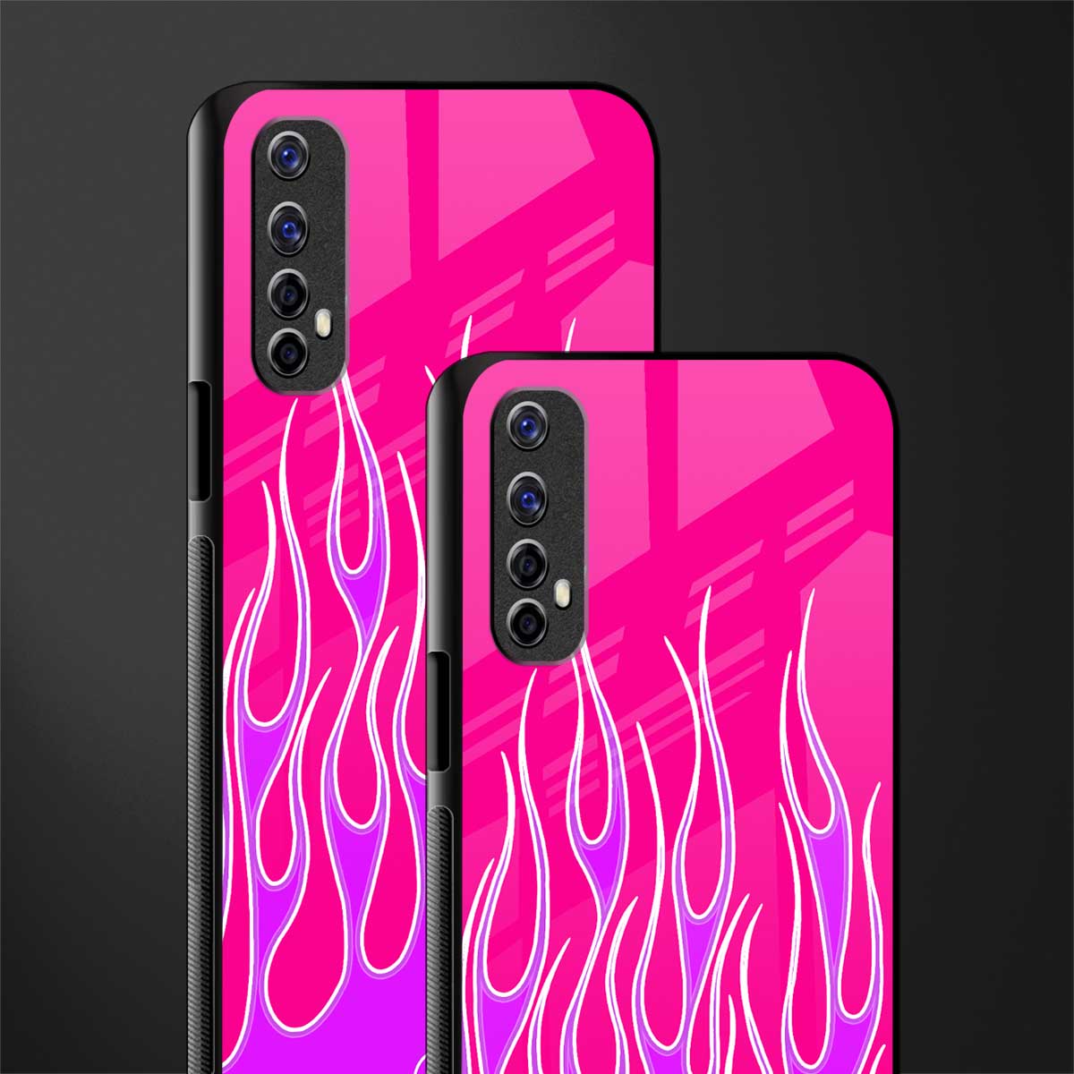 y2k hot pink flames glass case for realme 7 image-2