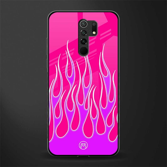 y2k hot pink flames glass case for redmi 9 prime image
