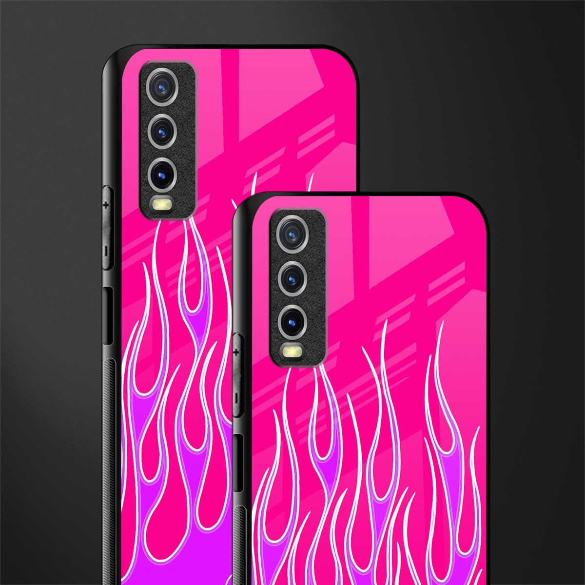 y2k hot pink flames glass case for vivo y12s image-2