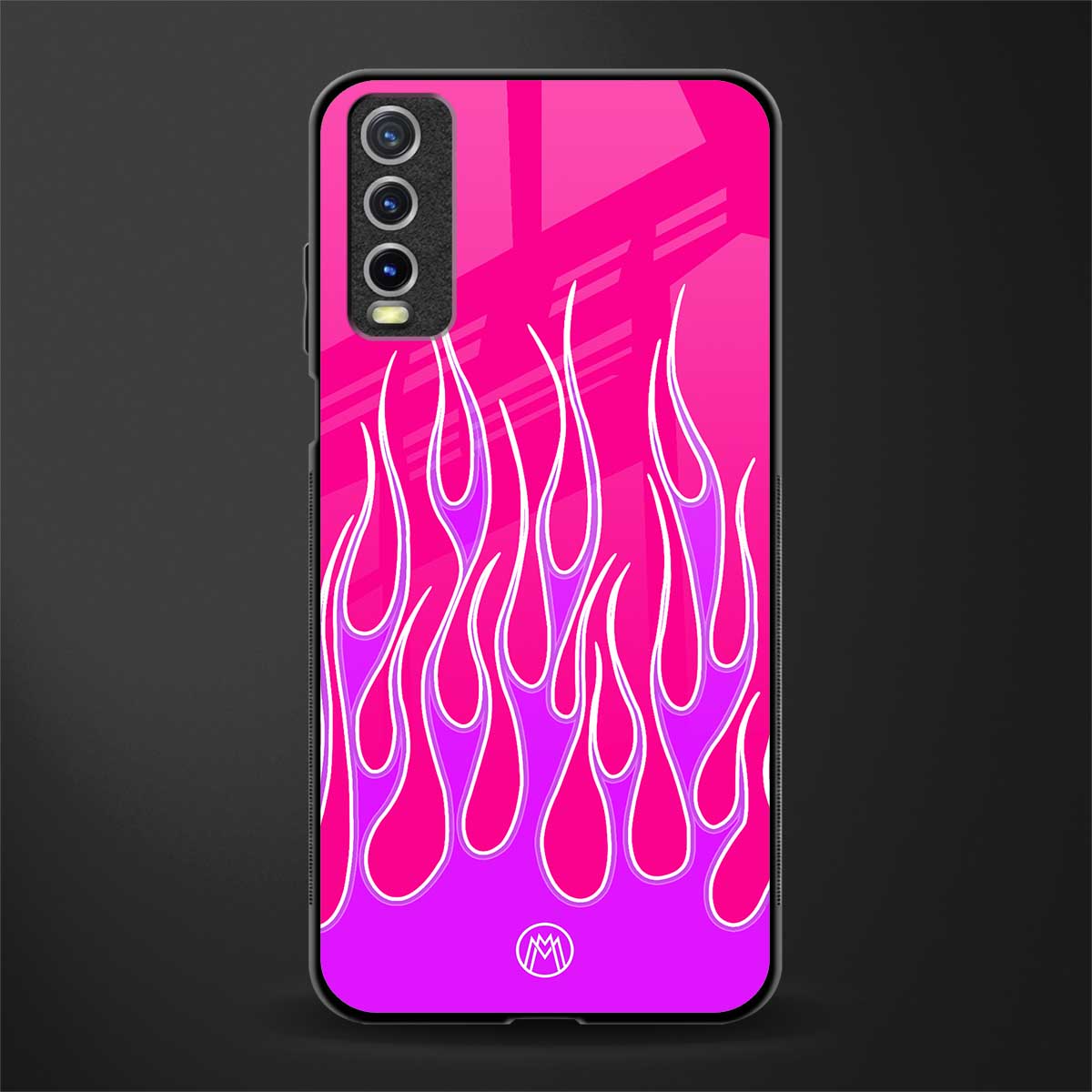 y2k hot pink flames glass case for vivo y20i vivo y20t image