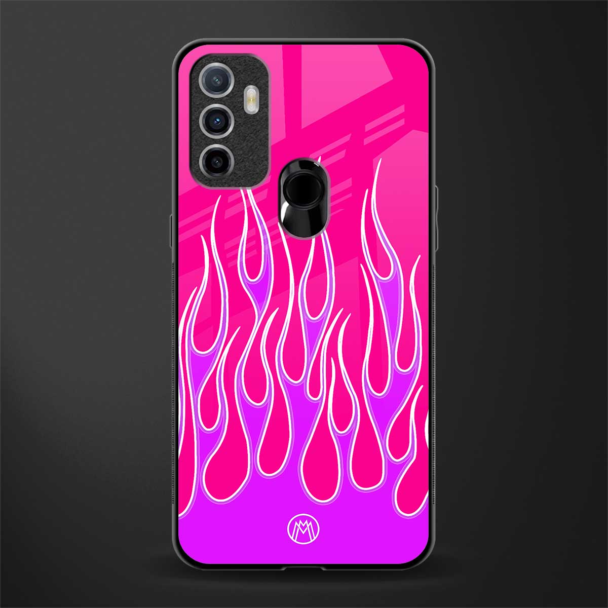 y2k hot pink flames glass case for oppo a53 image