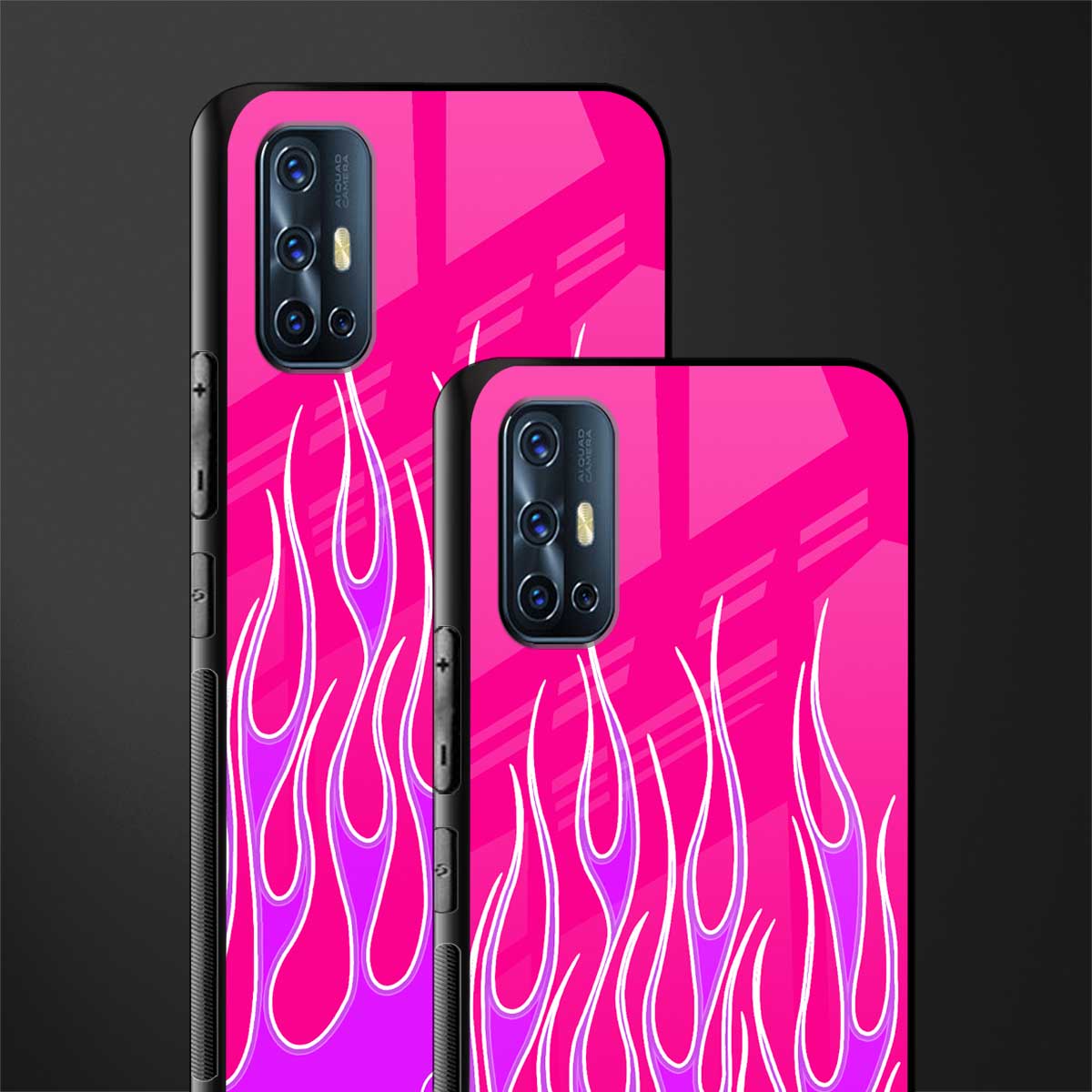 y2k hot pink flames glass case for vivo v17 image-2