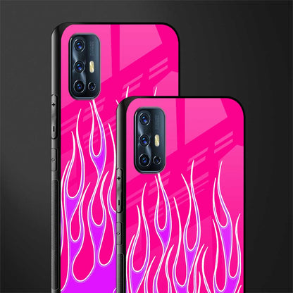 y2k hot pink flames glass case for vivo v17 image-2