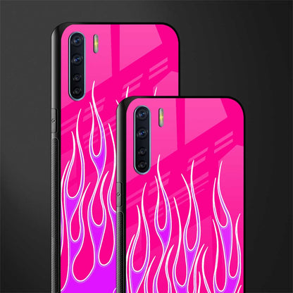 y2k hot pink flames glass case for oppo f15 image-2