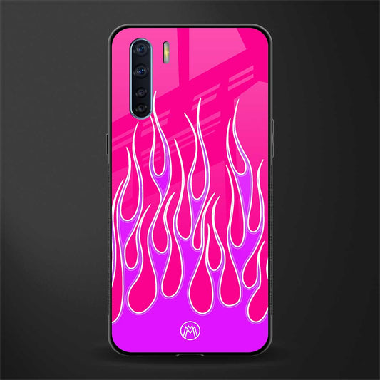 y2k hot pink flames glass case for oppo f15 image
