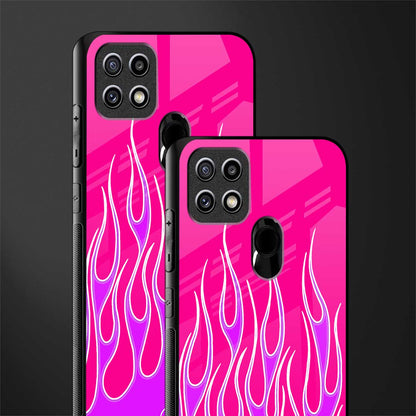 y2k hot pink flames glass case for oppo a15s image-2