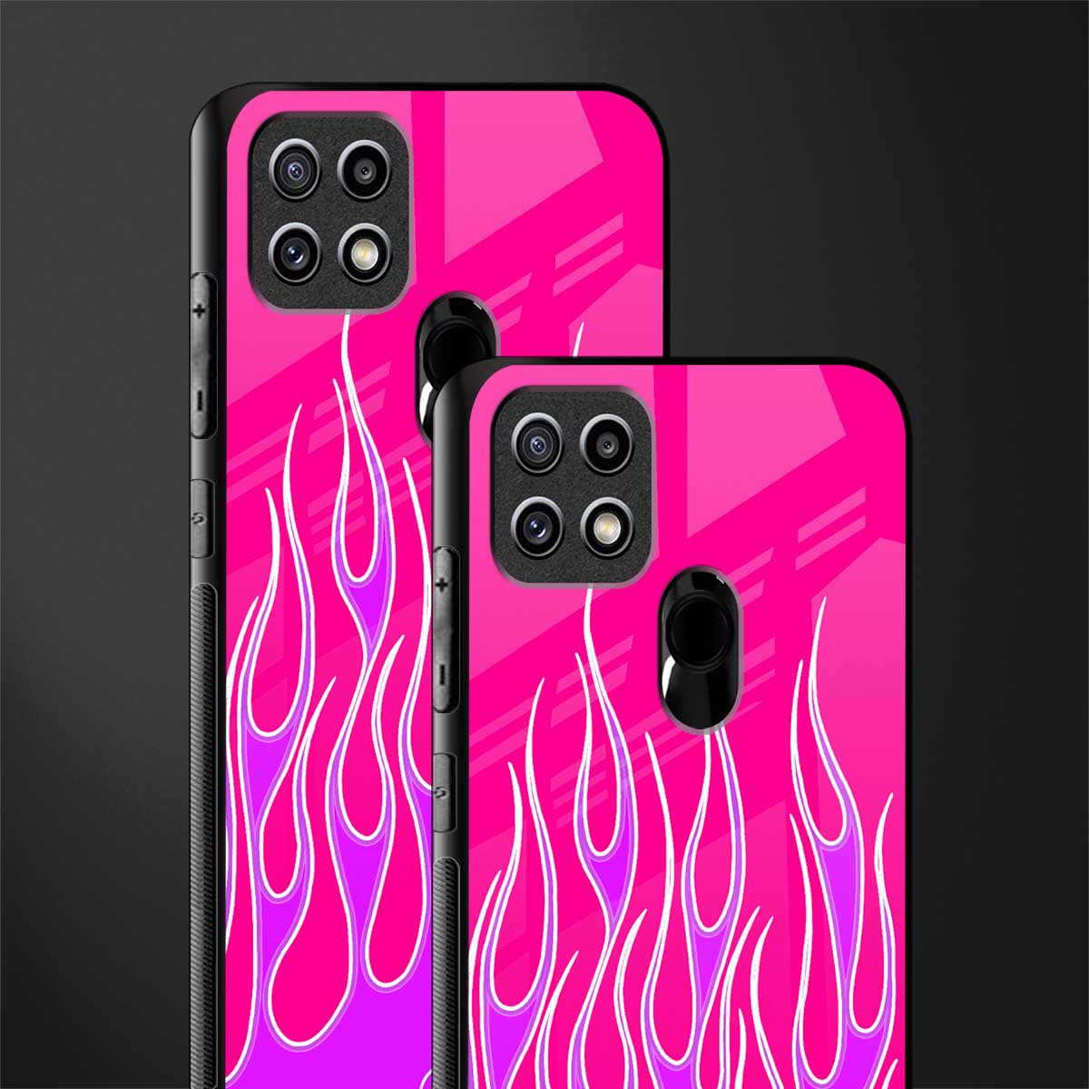 y2k hot pink flames glass case for oppo a15 image-2