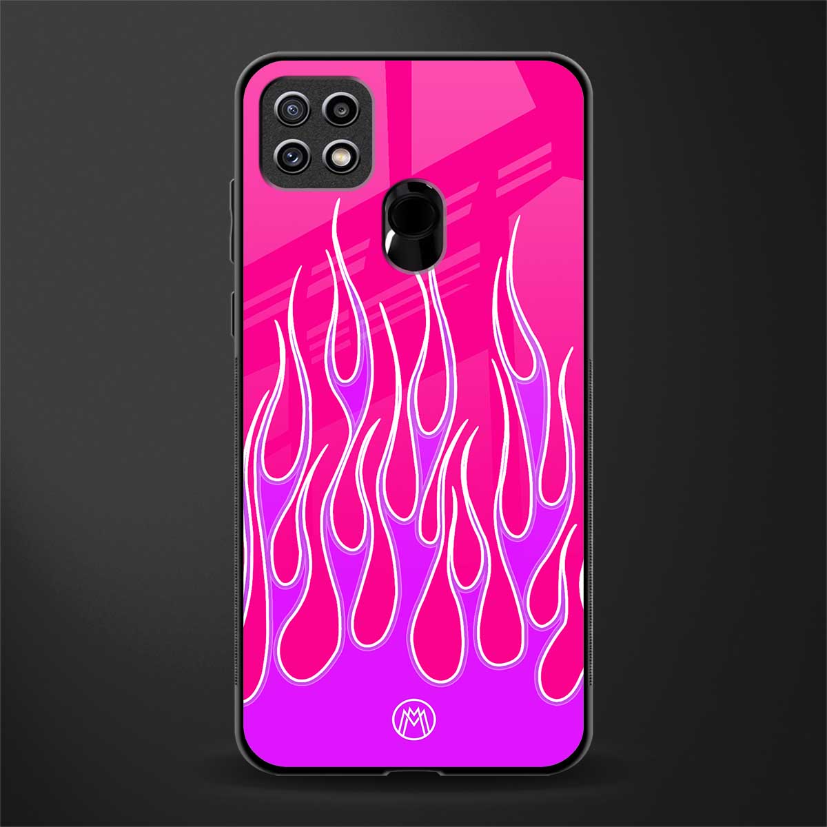 y2k hot pink flames glass case for oppo a15s image