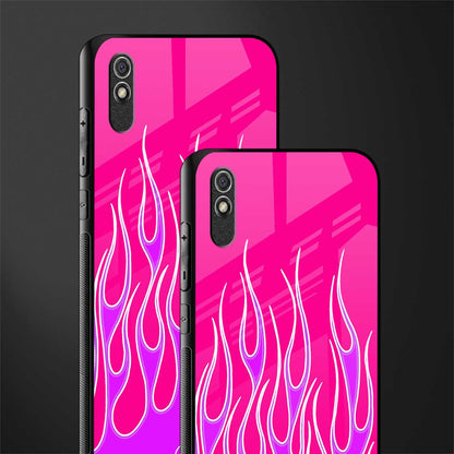 y2k hot pink flames glass case for redmi 9a image-2