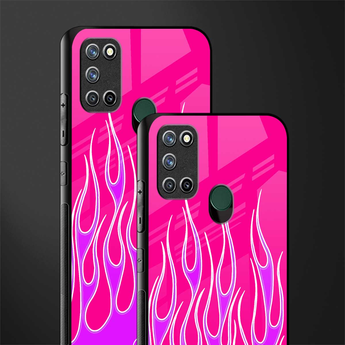 y2k hot pink flames glass case for realme 7i image-2