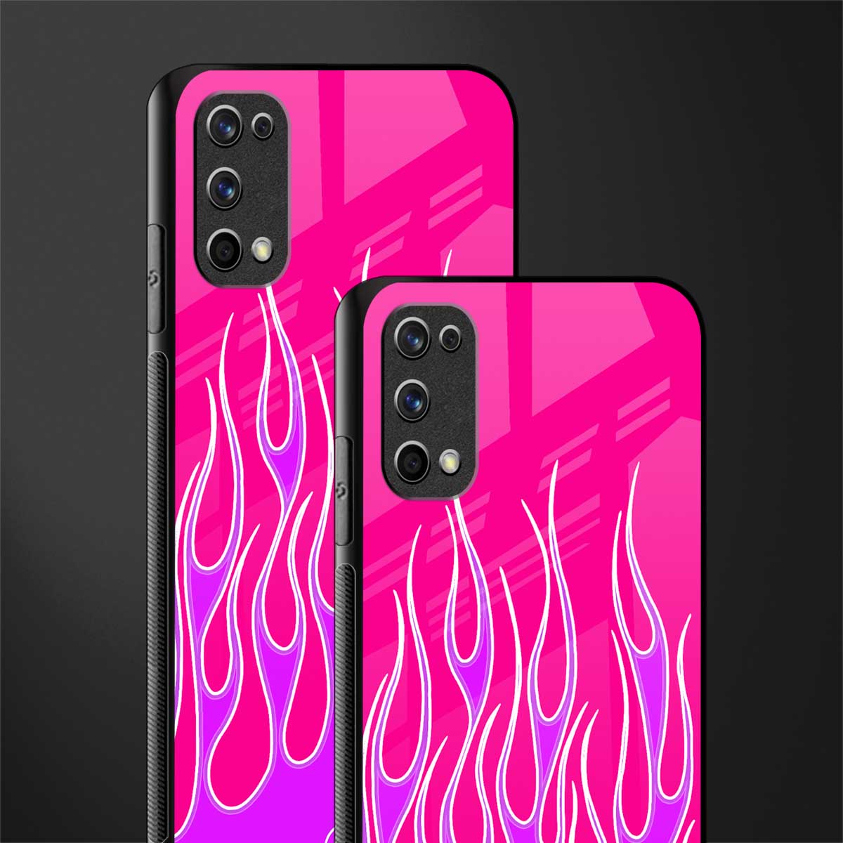 y2k hot pink flames glass case for realme 7 pro image-2