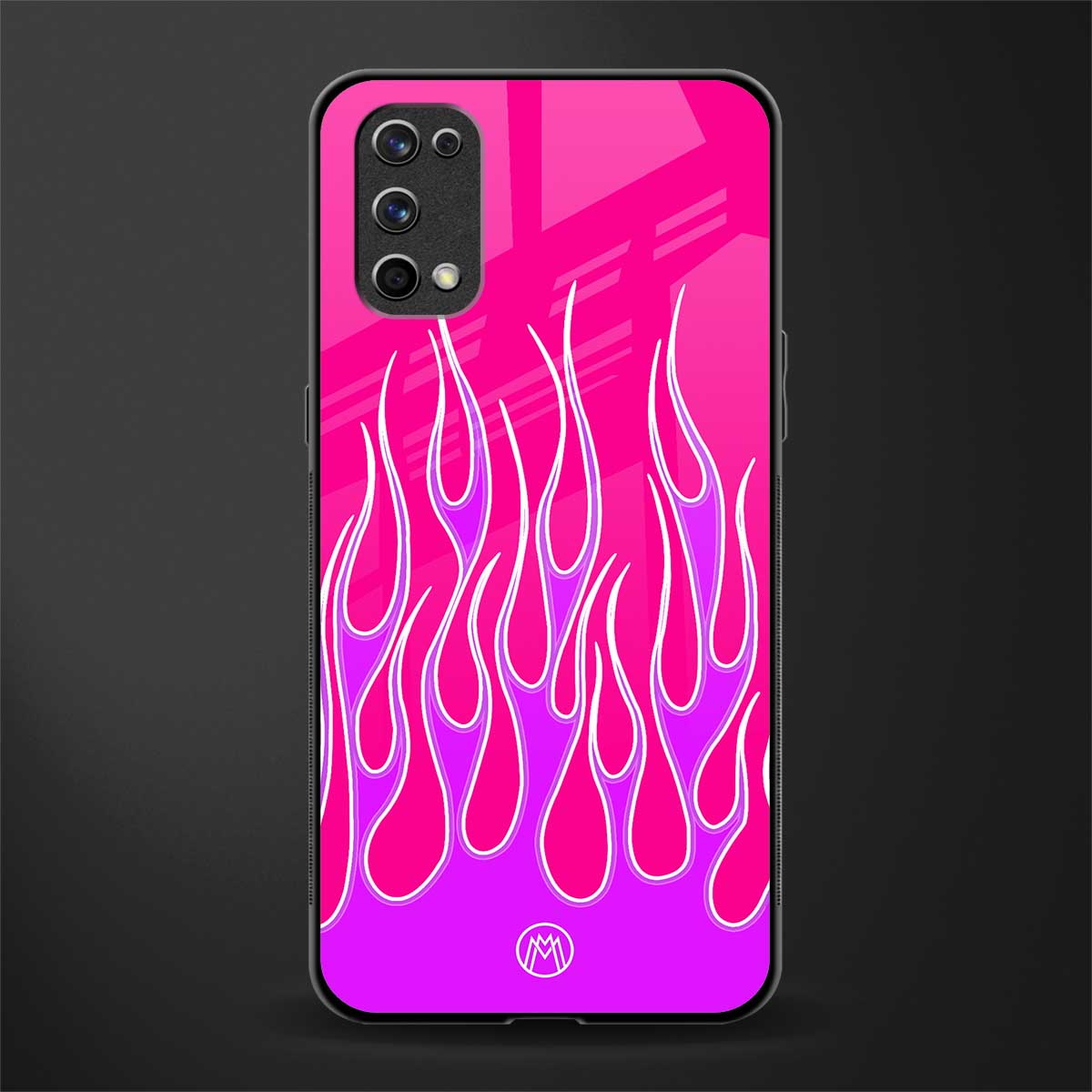 y2k hot pink flames glass case for realme 7 pro image