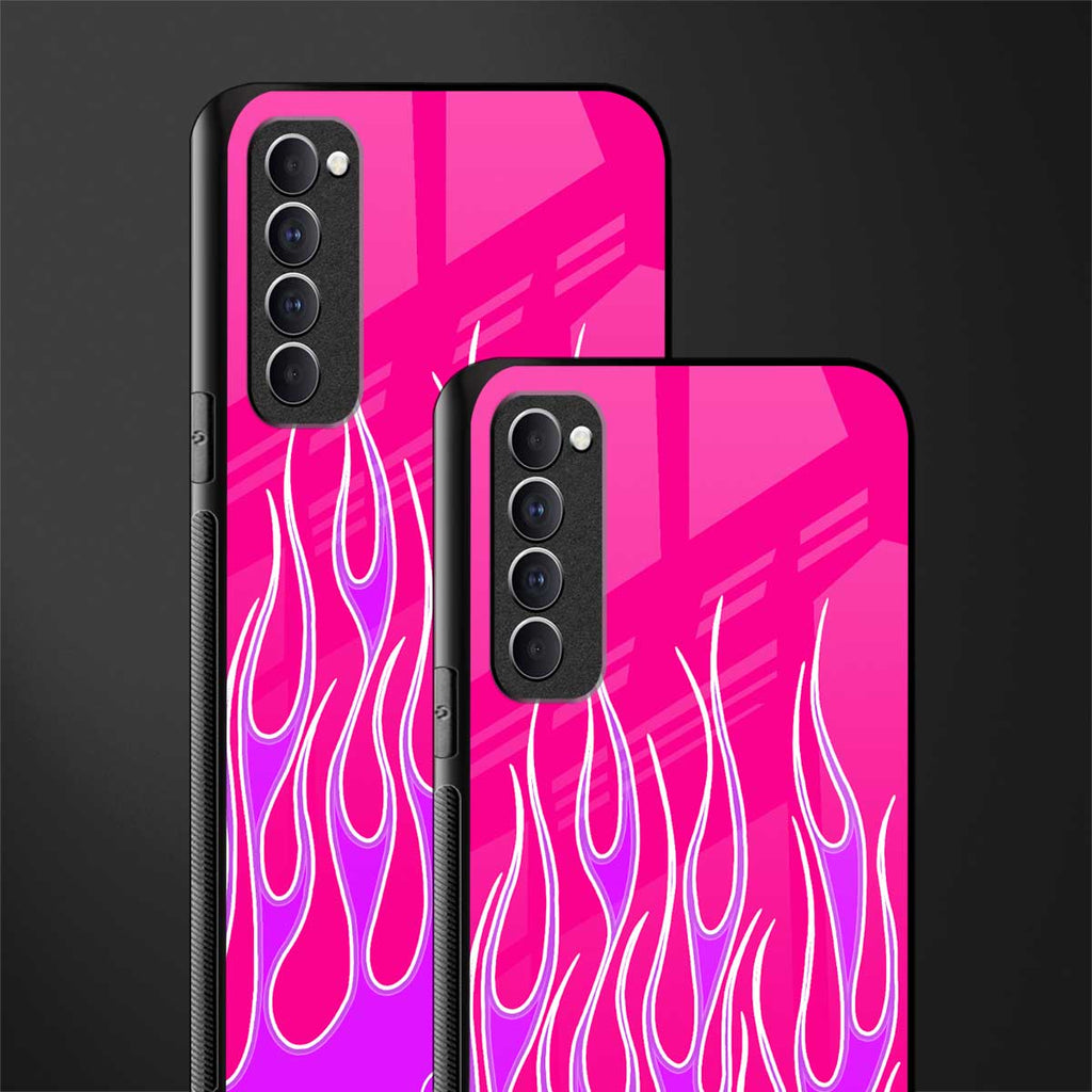 y2k hot pink flames glass case for oppo reno 4 pro image-2