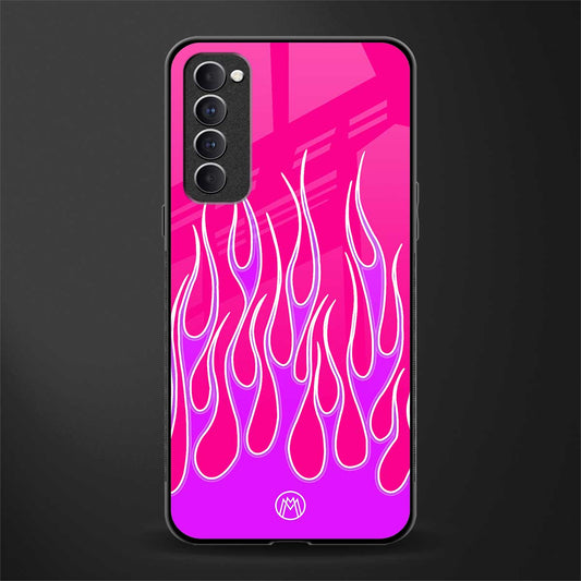 y2k hot pink flames glass case for oppo reno 4 pro image