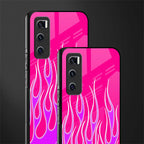 y2k hot pink flames glass case for vivo v20 se image-2