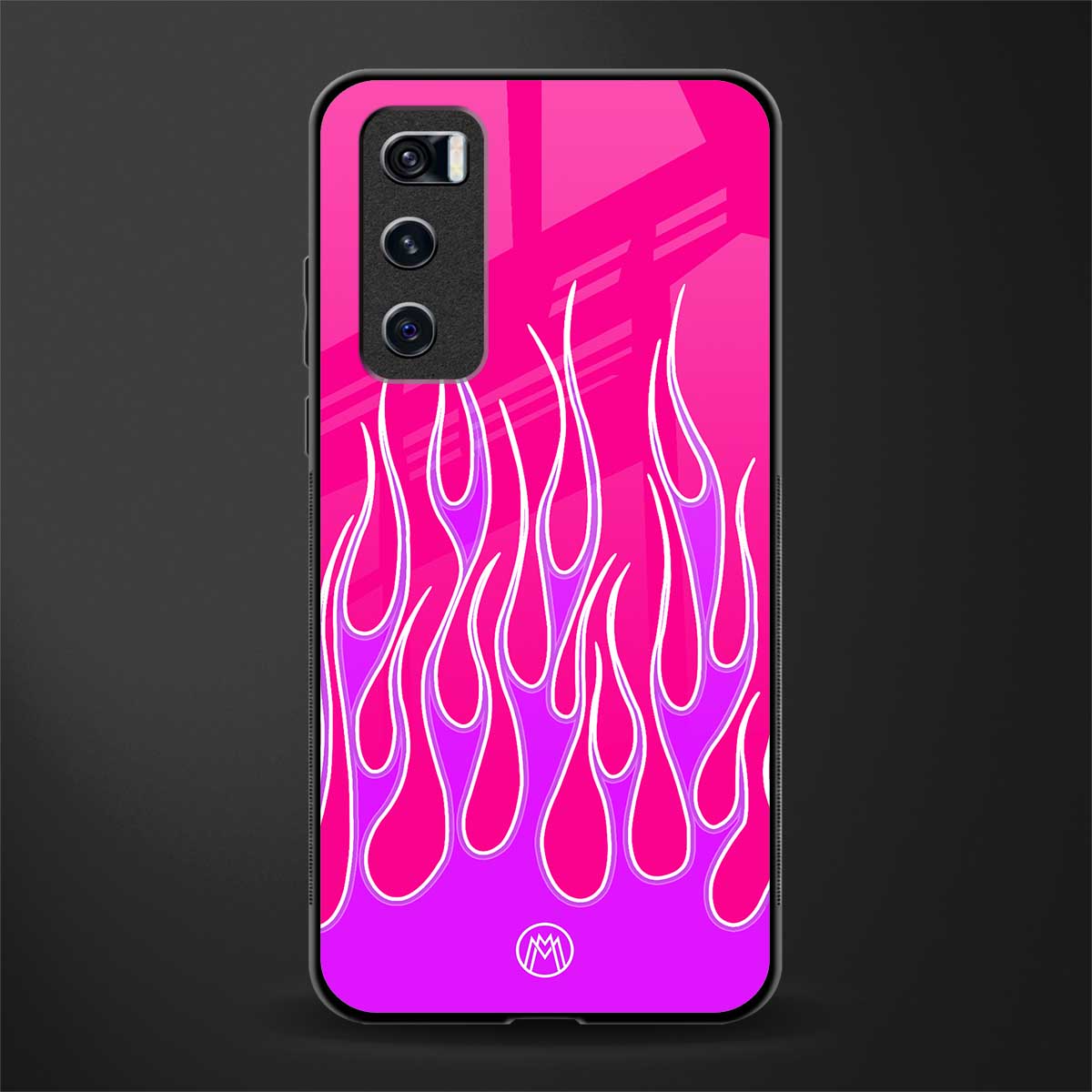 y2k hot pink flames glass case for vivo v20 se image