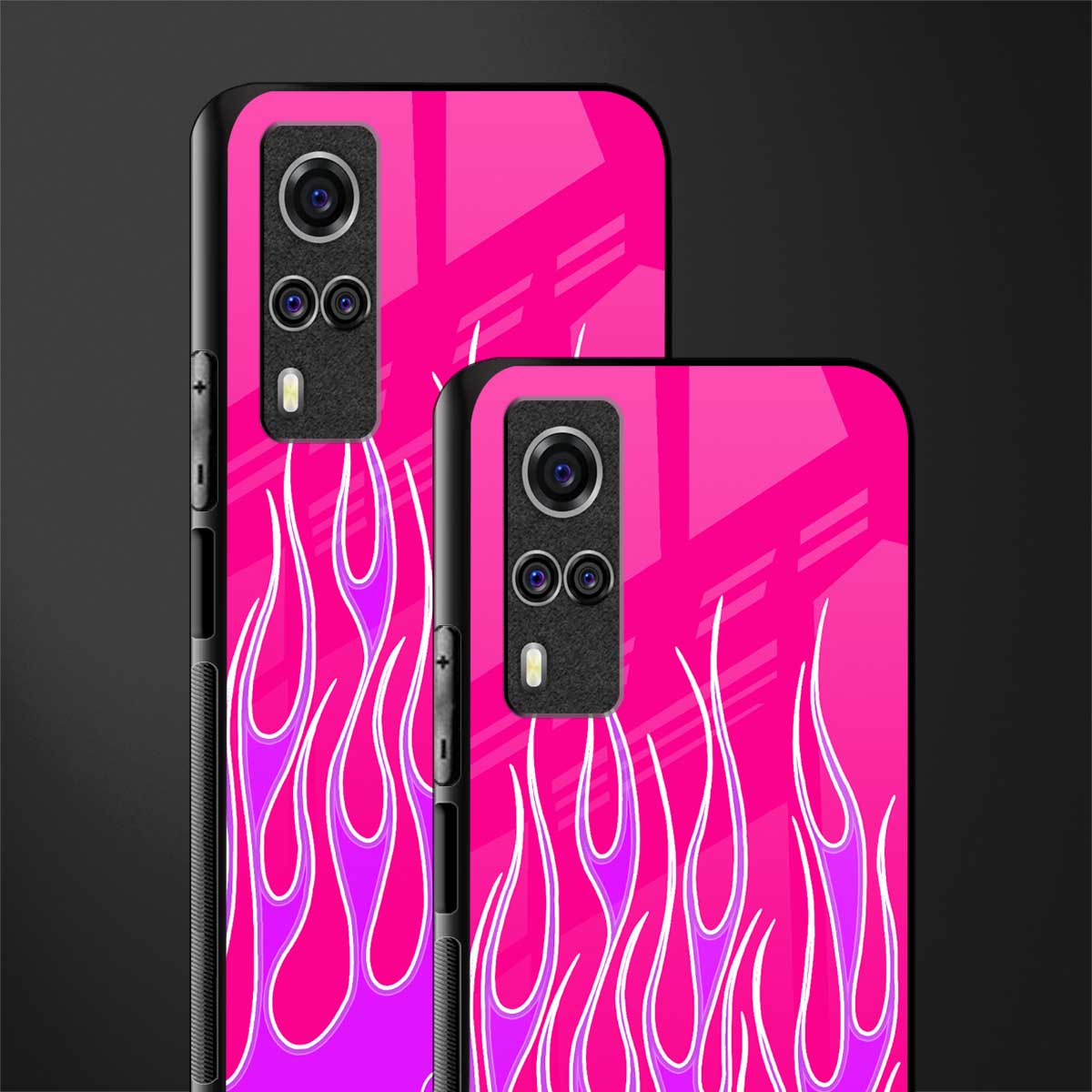 y2k hot pink flames glass case for vivo y53s image-2