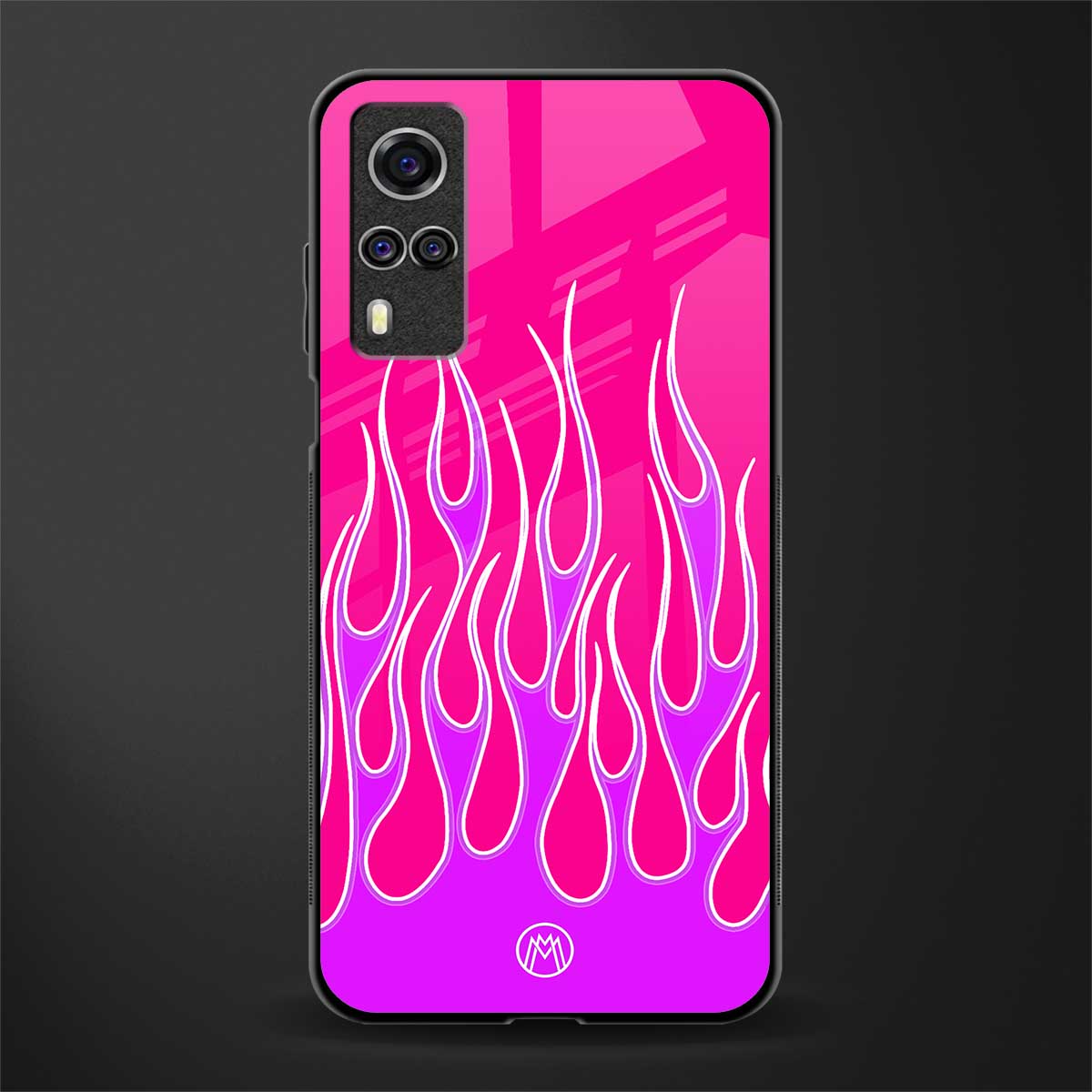 y2k hot pink flames glass case for vivo y51 image