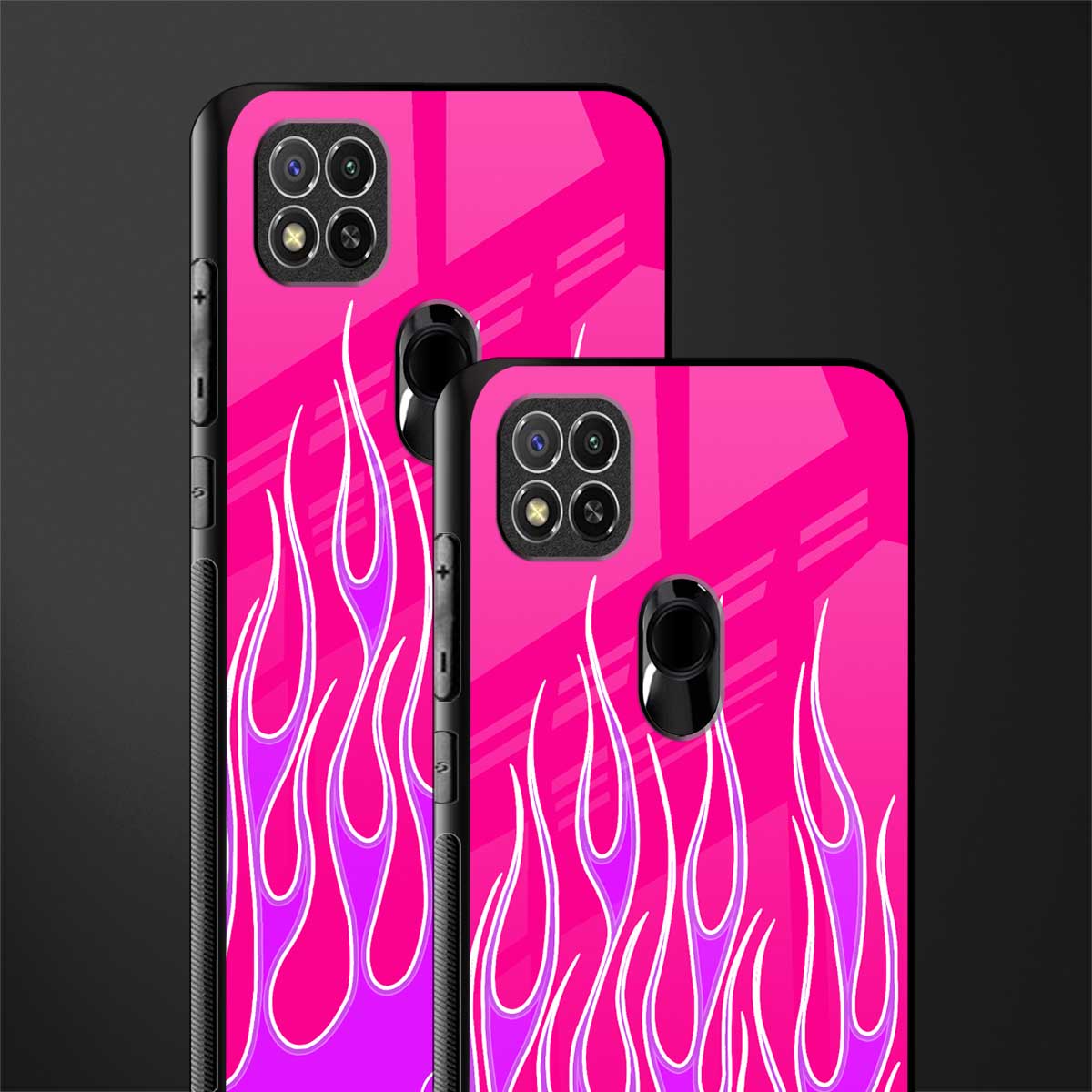 y2k hot pink flames glass case for redmi 9c image-2