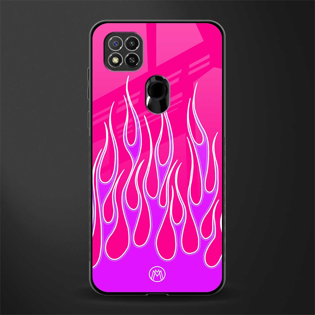 y2k hot pink flames glass case for redmi 9 image