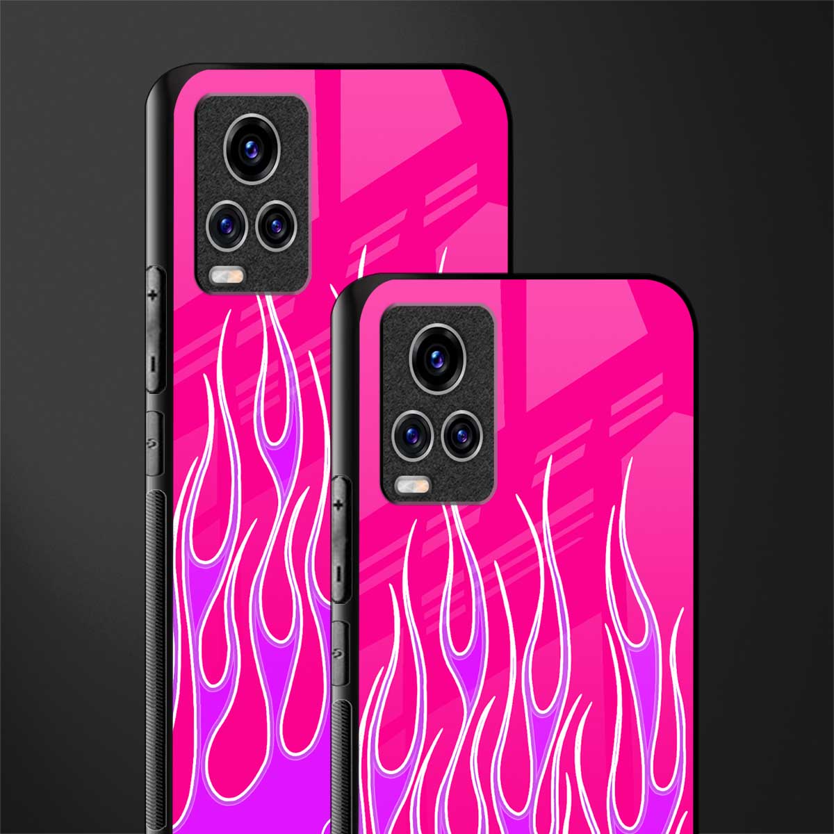 y2k hot pink flames glass case for vivo v20 pro image-2
