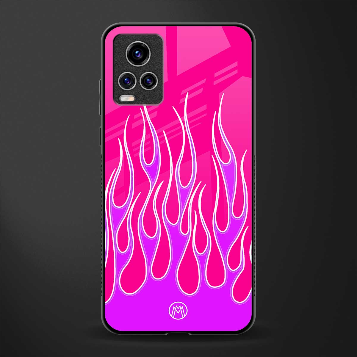 y2k hot pink flames glass case for vivo v20 pro image