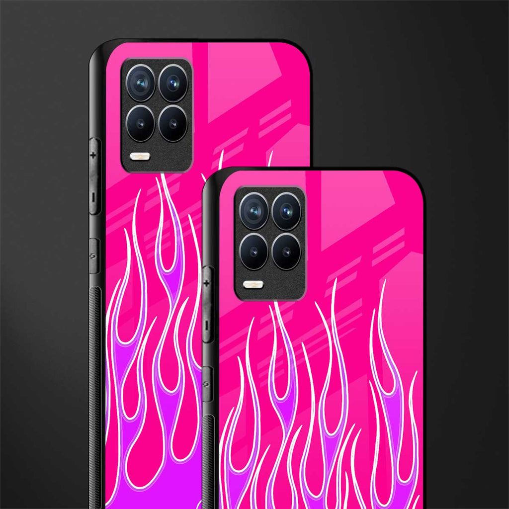 y2k hot pink flames glass case for realme 8 pro image-2