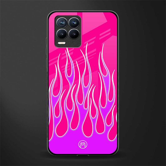 y2k hot pink flames glass case for realme 8 4g image