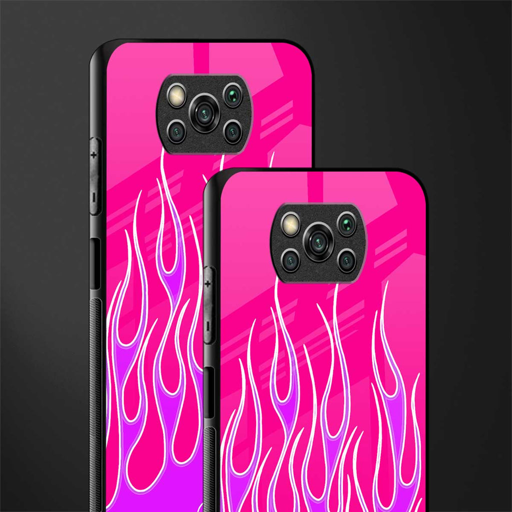 y2k hot pink flames glass case for poco x3 pro image-2