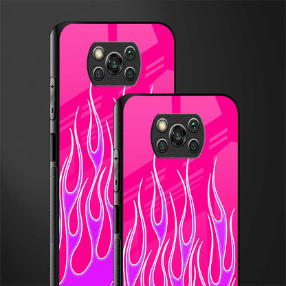 y2k hot pink flames glass case for poco x3 pro image-2