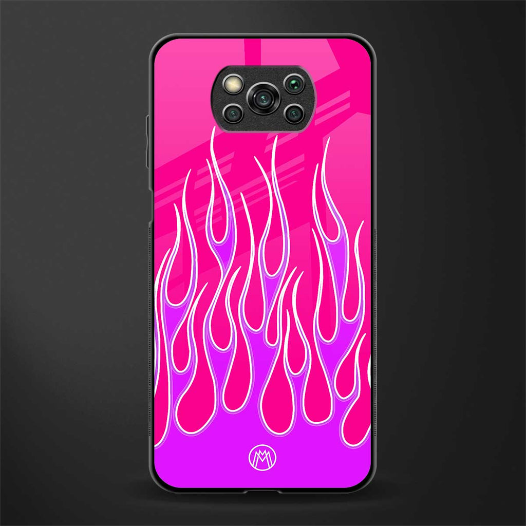 y2k hot pink flames glass case for poco x3 image