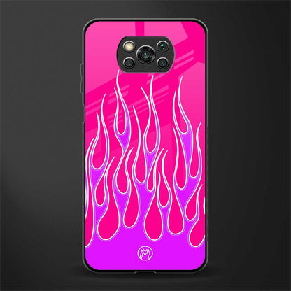 y2k hot pink flames glass case for poco x3 pro image