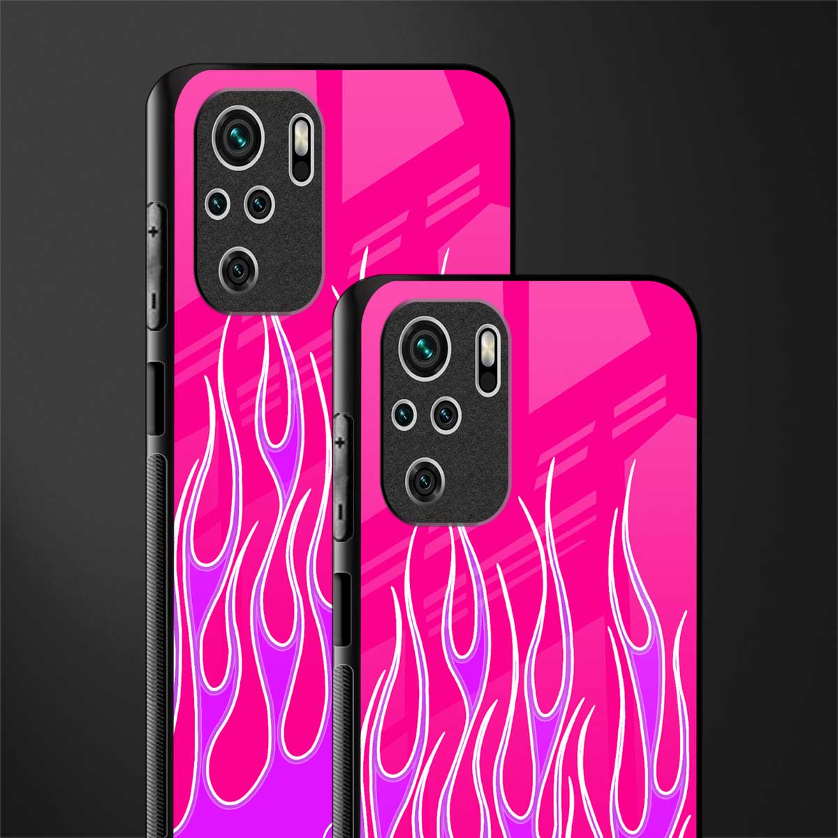 y2k hot pink flames glass case for redmi note 10 image-2