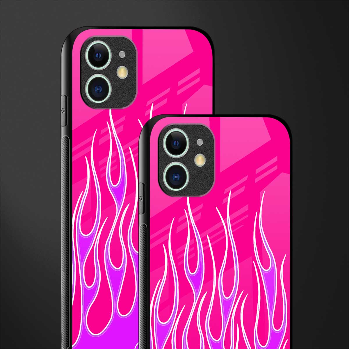 y2k hot pink flames glass case for iphone 12 mini image-2
