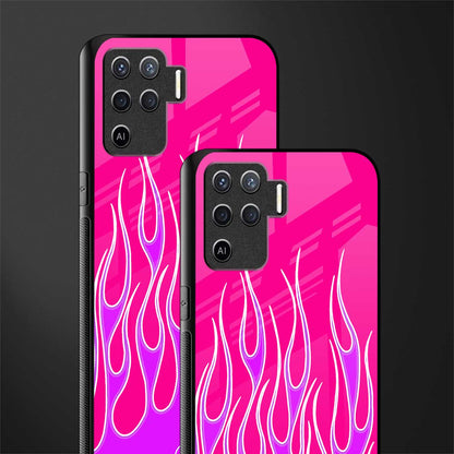 y2k hot pink flames glass case for oppo f19 pro image-2