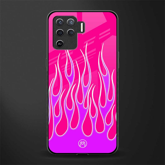 y2k hot pink flames glass case for oppo f19 pro image