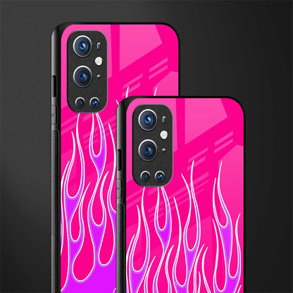 y2k hot pink flames glass case for oneplus 9 pro image-2