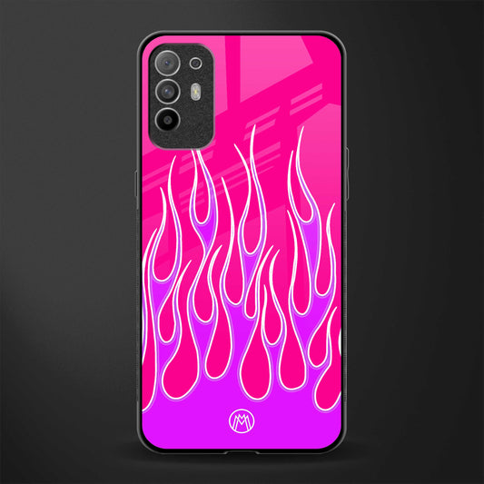 y2k hot pink flames glass case for oppo f19 pro plus image