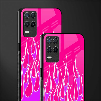 y2k hot pink flames glass case for realme 8 5g image-2